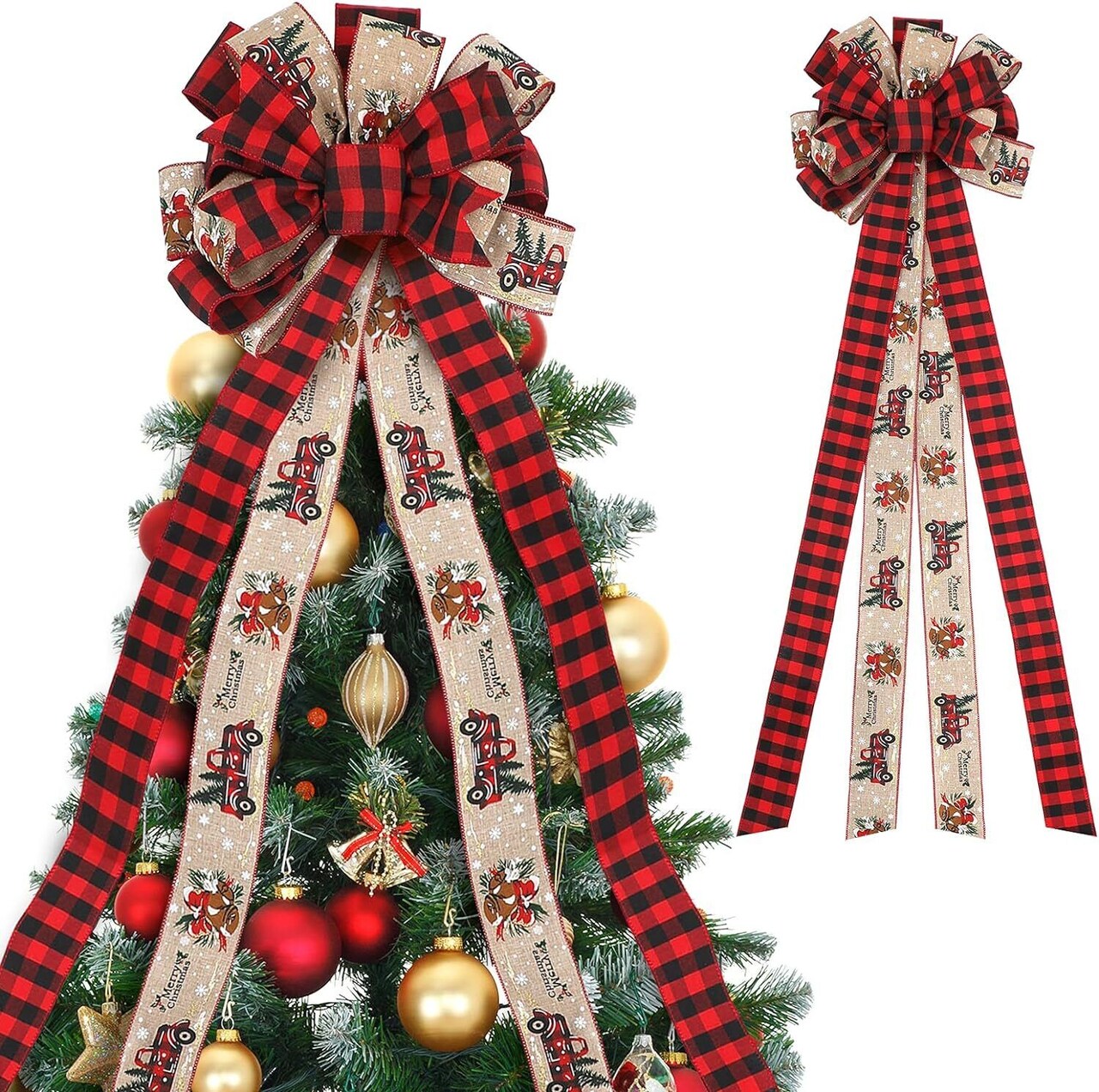 57x13 Inches Creative Handmade Christmas Tree Bow Topper Decoration